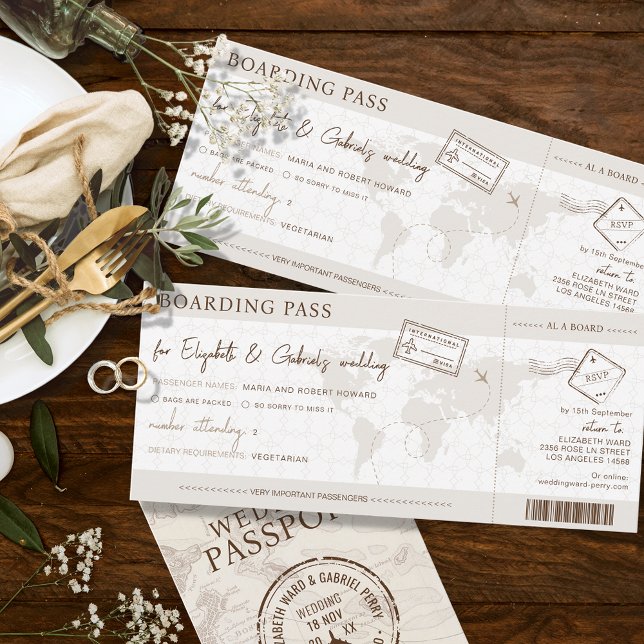 Boho Boarding Pass Destination Wedding Invitation (Creator Uploaded)