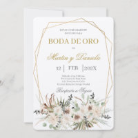 Boho boda de oro con flor blanca