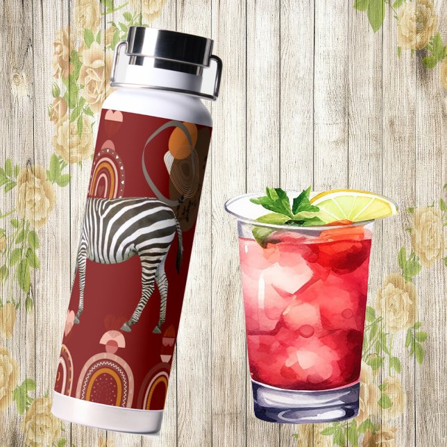  Boho Bohemian Animals Rainbows Modern Art Zebras  Water Bottle (Boho Bohemian Animals Rainbows Modern Art Zebras Water Bottle)