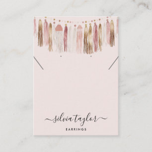 Boho Bohemian Blush Pink Earring Necklace Display Business Card