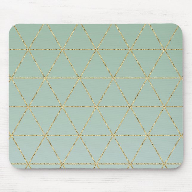 Boho Bohemian Chic Gold & Mint Geometric Glam Mouse Pad (Front)