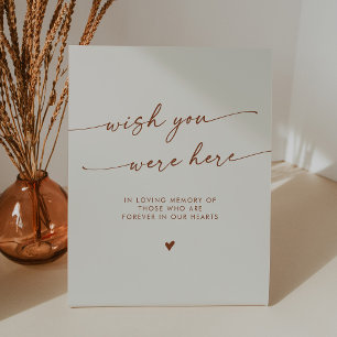 Boho Bohemian Cream Memorial Wish You Were Here Pedestal Sign