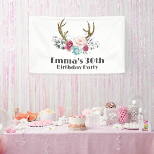 boho, bohemian deer , antler deer Banner