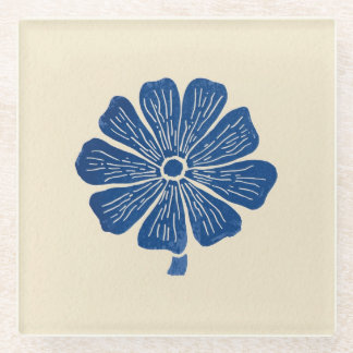 Boho Bohemian flower minimalist zen blueprint Glass Coaster