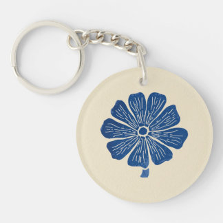 Boho Bohemian flower minimalist zen blueprint Key Ring