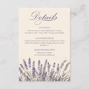 Boho Bohemian Lavender Monogram Wedding Details Enclosure Card