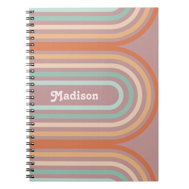 Boho Bohemian Pastel Rainbow Mauve Background Notebook (Front)