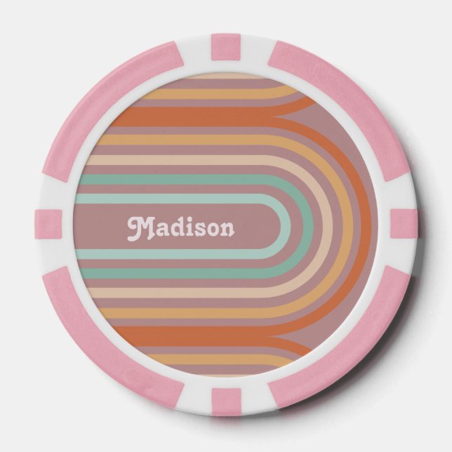Boho Bohemian Pastel Rainbow Mauve Background Poker Chips (Front)