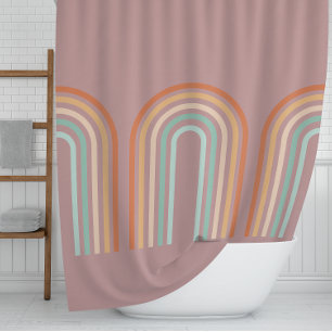 Boho Bohemian Pastel Rainbow Mauve Background Shower Curtain