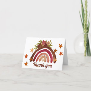 Boho Bohemian Rainbow Baby Shower Thank you Card