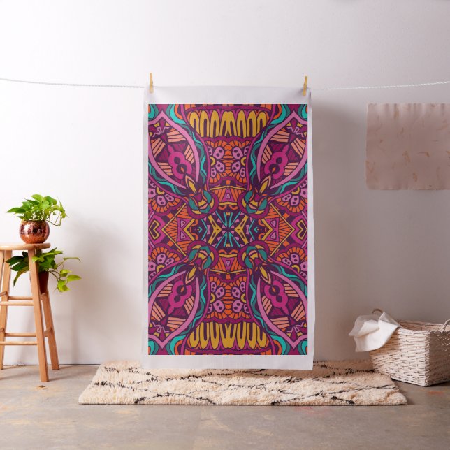 Boho Bohemian Retro Colourful Pattern Fabric (In Situ)
