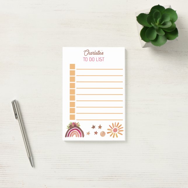 Boho Bohemian To Do List Sun Pretty  Post-it Notes (Office)