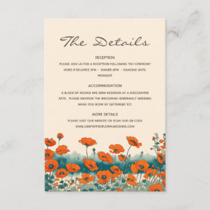 Boho Bohemian Wildflower Details QR Code Wedding  Enclosure Card