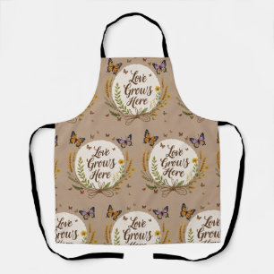 Boho Bohemian Wildflowers, butterflies, wheat Apron