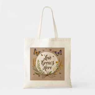 Boho Bohemian Wildflowers, butterflies, wheat Tote Bag