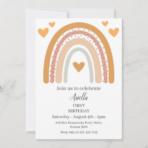 Boho Boho Rainbow First Birthday Invitation