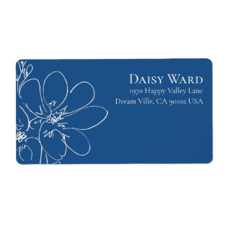 Boho + Bold Blue Wildflower Return Address Label