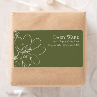 Boho + Bold Green Wildflower Return Address Label