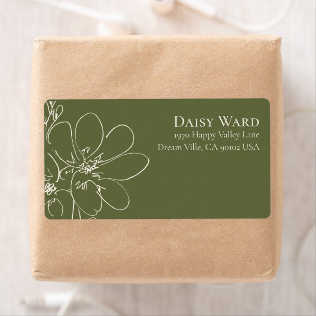 Boho + Bold Green Wildflower Return Address Label (Insitu)
