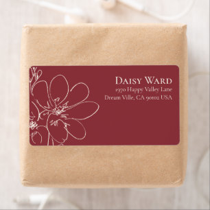 Boho + Bold Red Wildflower Return Address Label