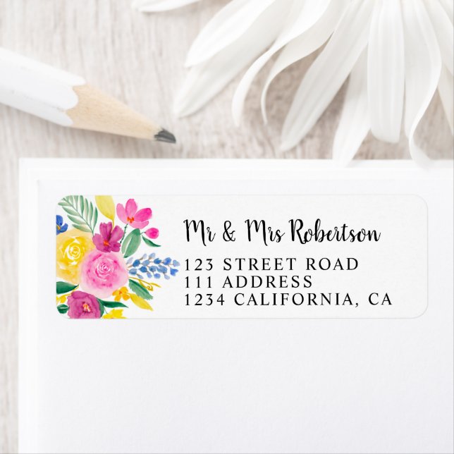 Boho bold spring pink yellow flowers chic wedding (Insitu)