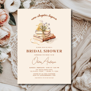 Boho Book New Chapter Begins Floral Bridal Shower Invitation