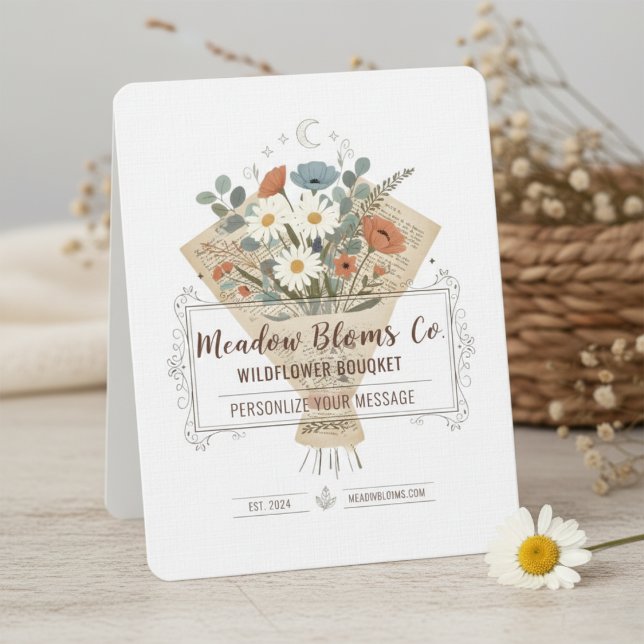 Boho Book-Page Flowers Personalised Art Invitation (Chic Bouquet Flowers Invitation)