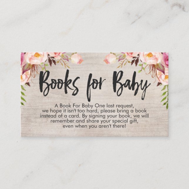 Boho Book request Card Insert Business Card Size (Front)