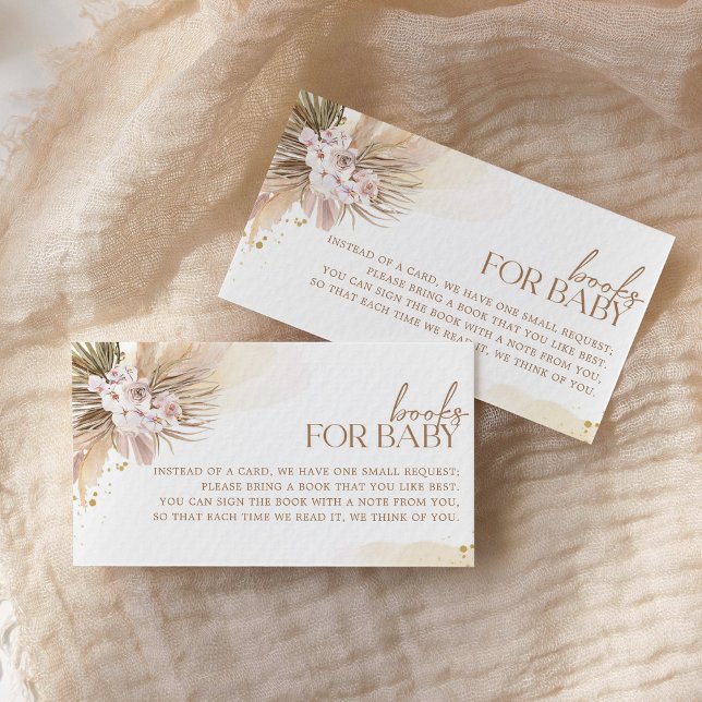 Boho Books for Baby Pampas Grass Baby Shower Enclosure Card (Creator Uploaded)