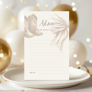 Boho Boots Or Bows Gender Reveal Advice Card