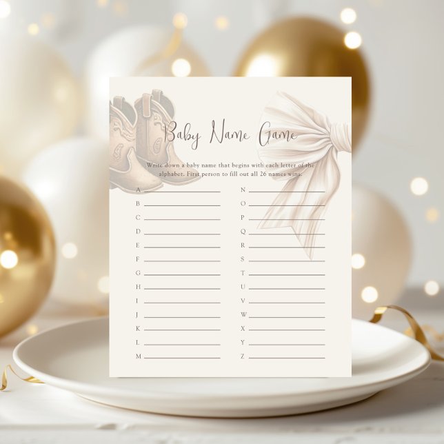 Boho Boots Or Bows Gender Reveal Baby Name Game (Creator Uploaded)