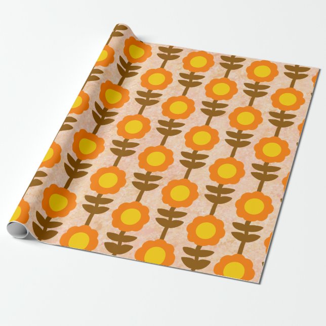 Boho Botanica Retro Floral Wrapping Paper (Unrolled)