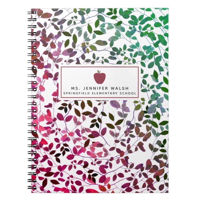 Boho Botanical Apple Teacher Notebook (Front)