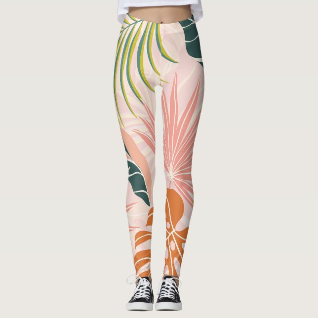 Boho Botanical Art: Nature Inspired Abstract Leggings (Front)