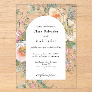 Boho Botanical Artist Sketch Garden Wedding Acrylic Invitations