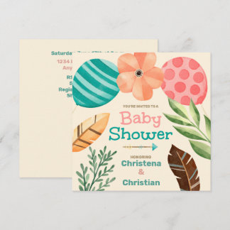 Boho Botanical Baby Shower Invitation