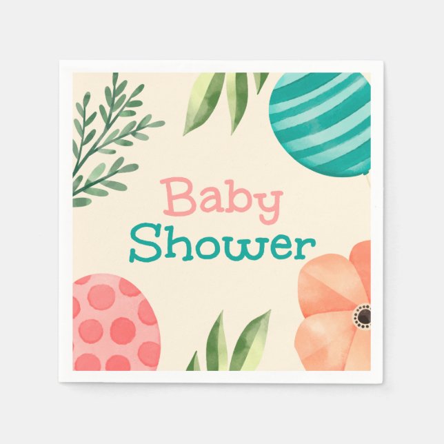 Boho Botanical Baby Shower Napkin (Front)