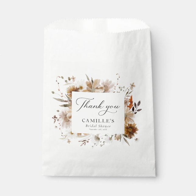 Boho Botanical Bridal Shower Favour Bags (Front)