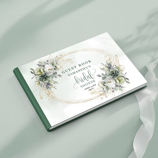 Boho Botanical Bridal Shower Guest Book Gold (Boho Botanical Bridal Shower Guest Book Gold)