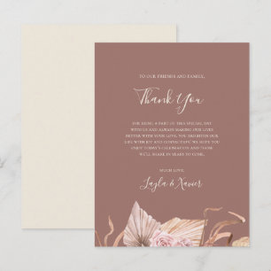 Boho Botanical Dusty Rose Thank You Reception Card