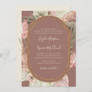 Boho Botanical   Dusty Rose Traditional Wedding Invitation