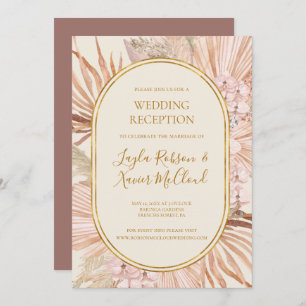Boho Botanical Dusty Rose Wedding Reception Invitation