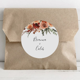 Boho Botanical Fall Floral Wedding Envelope Seals