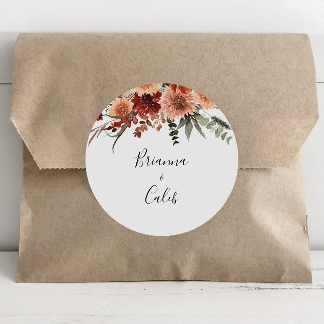 Boho Botanical Fall Floral Wedding Envelope Seals (Creator Uploaded)