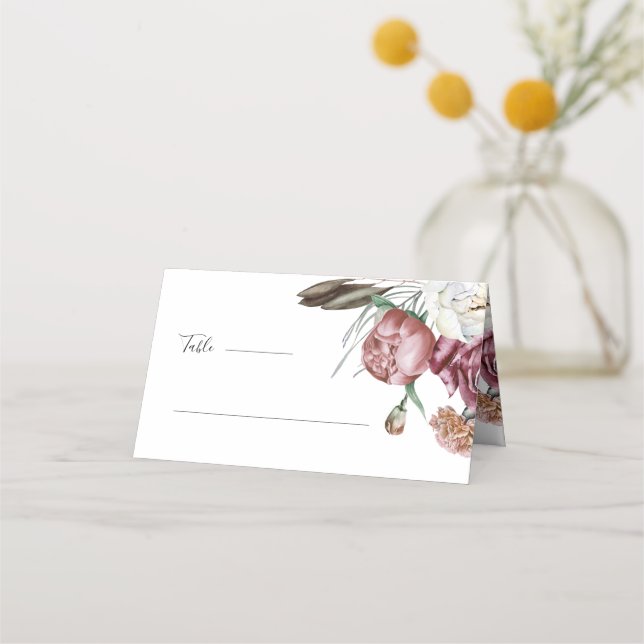 Boho Botanical Floral Wedding Table Place Card (Front)