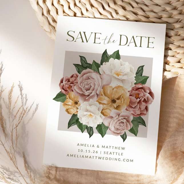 Boho Botanical Flower Bouquet Elegant Wedding  Save The Date (Creator Uploaded)
