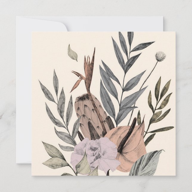 Boho Botanical Garden -  Floral Illustration Invitation (Front)