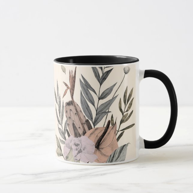 Boho Botanical Garden  Floral Illustration Mug (Right)