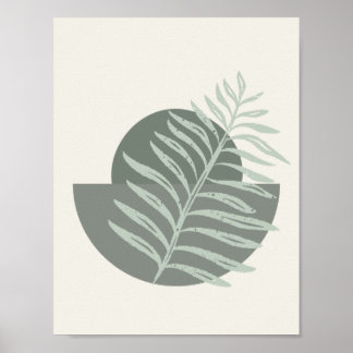 Boho Botanical Green Sage Abstract shapes Poster