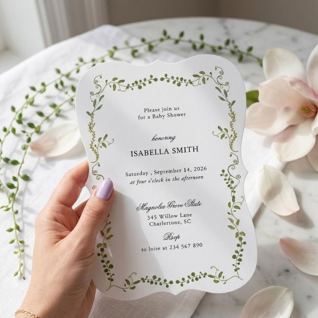Boho Botanical Greenery Baby Shower Invitation (Creator Uploaded)